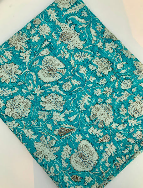 Turquoise Kew Gardens Kantha