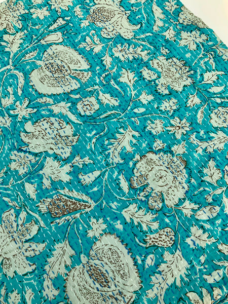 Turquoise Kew Gardens Kantha