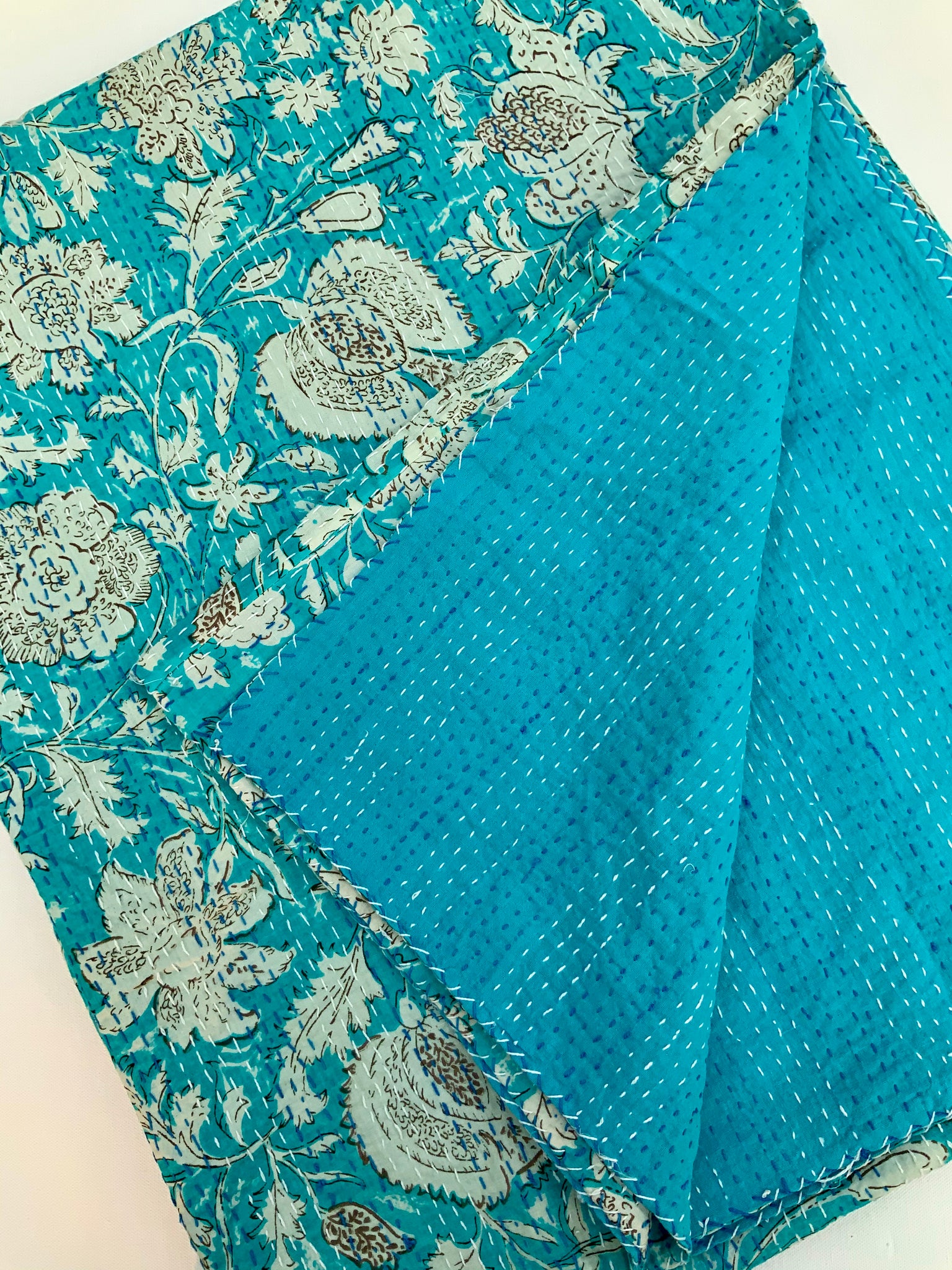 Turquoise Kew Gardens Kantha