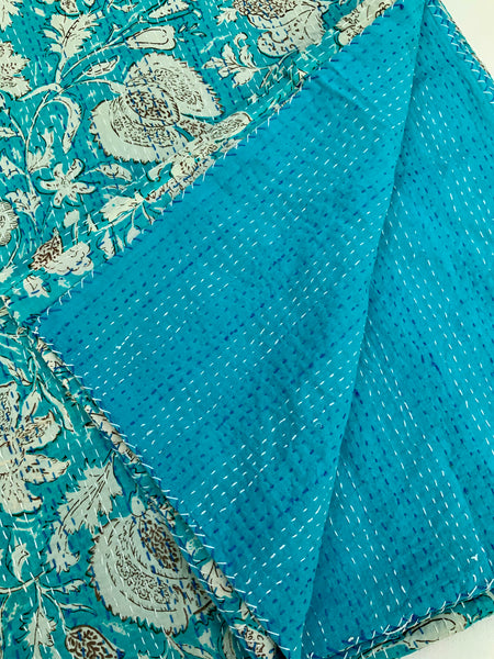 Turquoise Kew Gardens Kantha