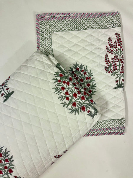 Pomegranate Garden Reversible Quilted Bedcover