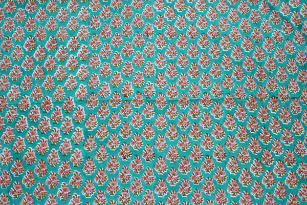 Teal Wildflowers Fabric