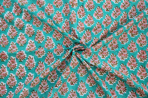 Teal Wildflowers Fabric