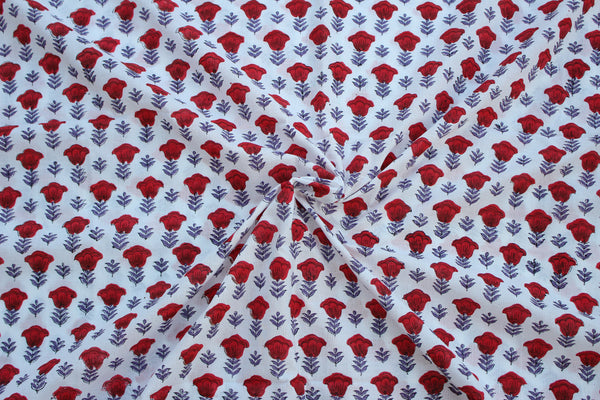 Crimson Tulips Fabric