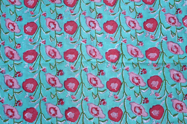 Robin Egg Poppies Fabric