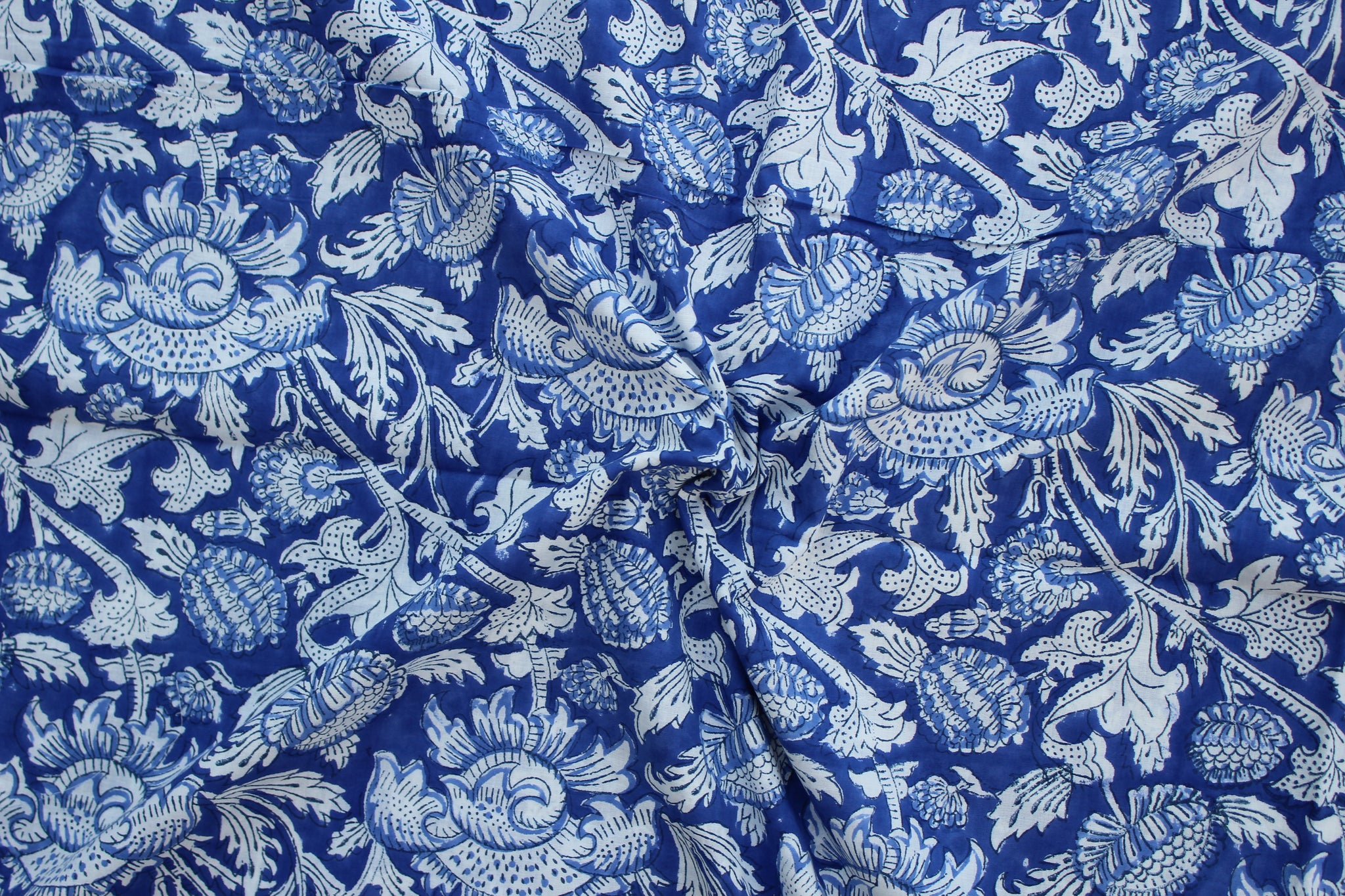 Cobalt Dahlias Fabric