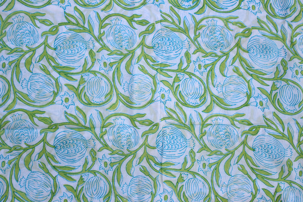 Turquoise Pomegranates Fabric