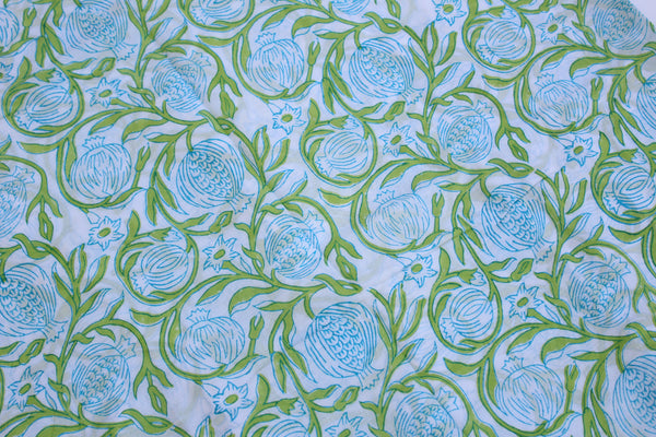 Turquoise Pomegranates Fabric