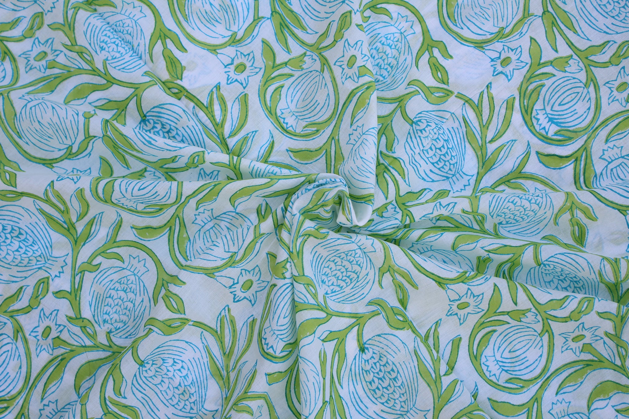 Turquoise Pomegranates Fabric