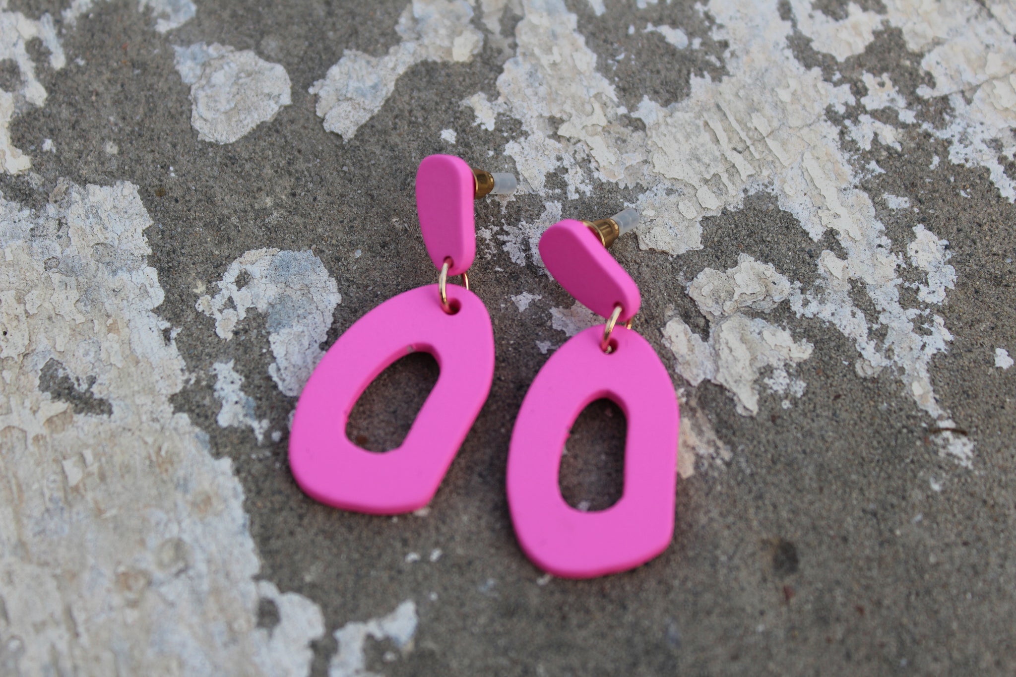 Hot Pink Resin Earrings