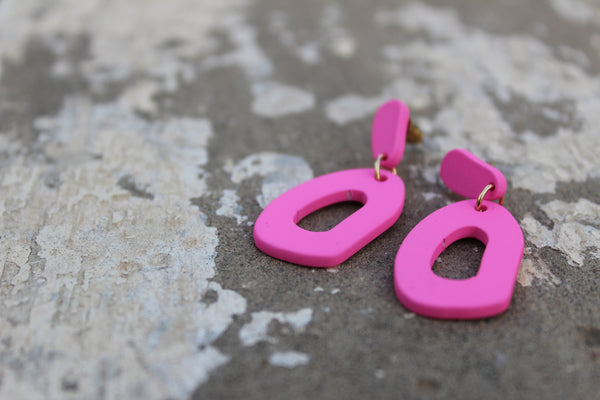 Hot Pink Resin Earrings