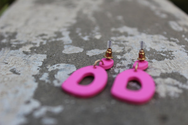 Hot Pink Resin Earrings