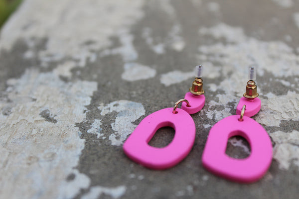 Hot Pink Resin Earrings