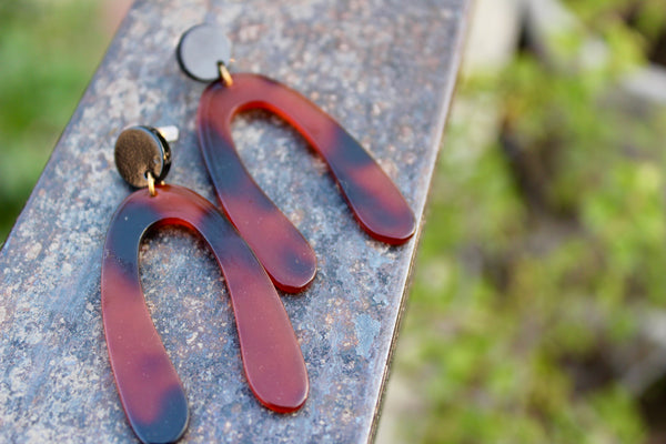 Tortoiseshell Wishbone Resin Earrings