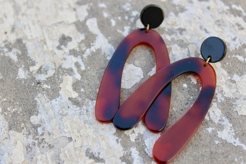 Tortoiseshell Wishbone Resin Earrings