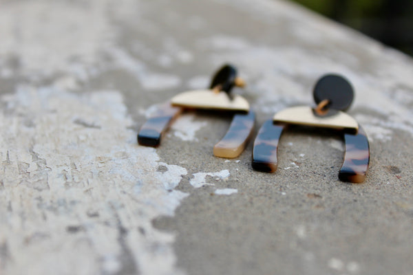 Marbled Horseshoe Resin Earrings