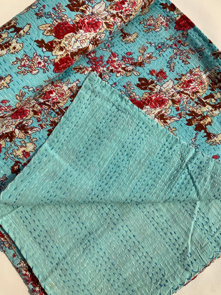 Turquoise Roses Kantha