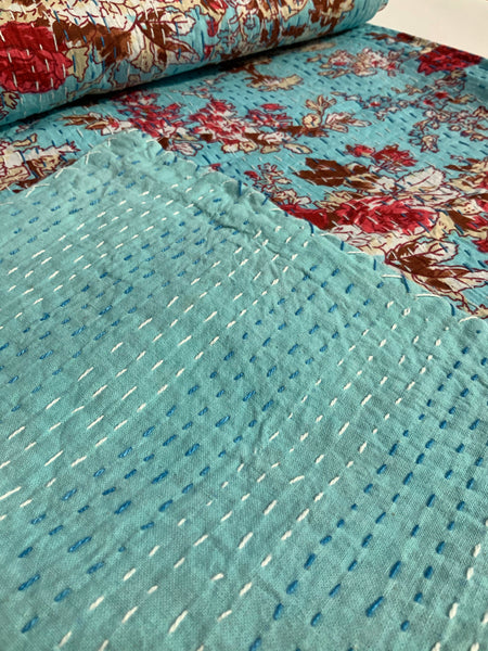 Turquoise Roses Kantha